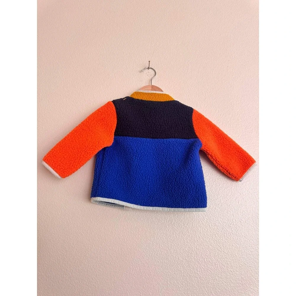 Old Navy Colorblock Sherpa Snap Jacket 6-12M Retro Outdoorsy Streetwear Scandi